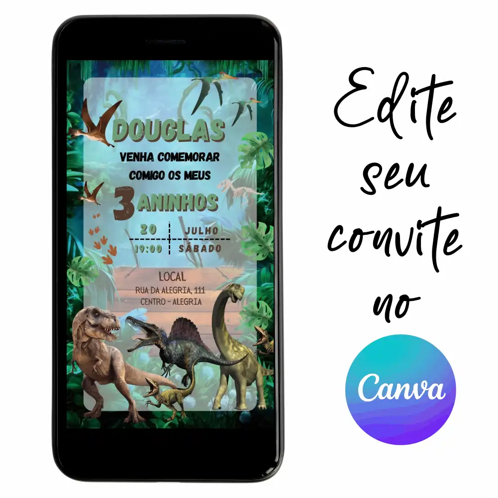 Dinossauro-02.webp Convite Aniversário Digital Dinossauro 02 Personalizável pelo Canva