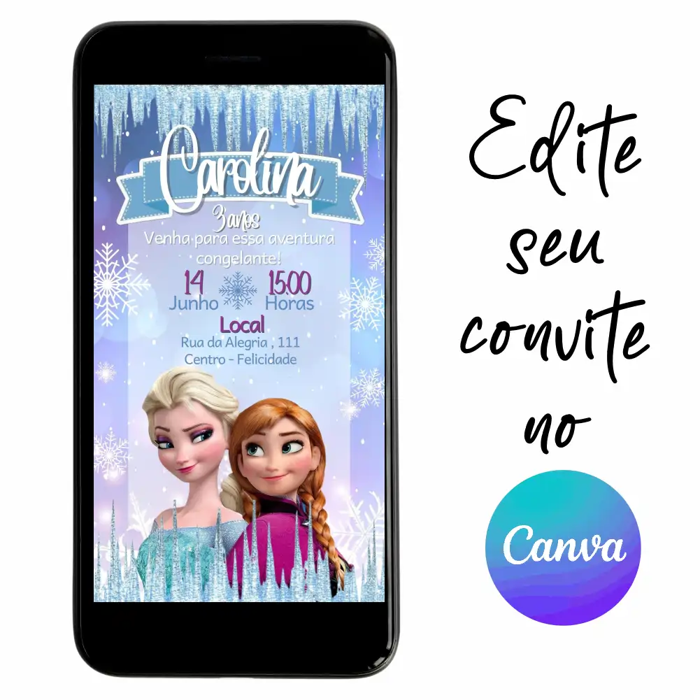 Frozen-07.webp Convite Aniversário Digital Frozen 07 Personalizável pelo Canva
