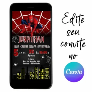 Convite Aniversário Digital Homem Aranha 01 Personalizável