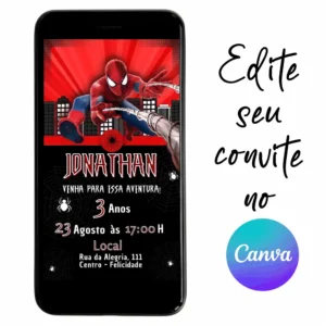 Convite Aniversário Digital Homem Aranha 02 Personalizável