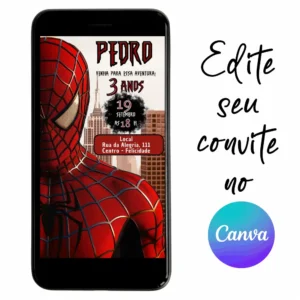 Convite Aniversário Digital Homem Aranha 03 Personalizável