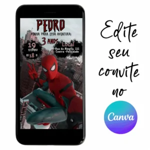 Convite Aniversário Digital Homem Aranha 04 Personalizável