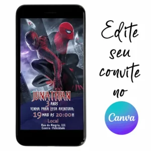 Convite Aniversário Digital Homem Aranha 05 Editável