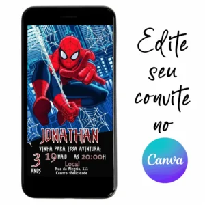 Convite Aniversário Digital Homem Aranha 06 Personalizável