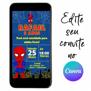 Convite Aniversário Digital Homem Aranha Baby 08 Personalizável