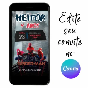 Convite Aniversário Digital Homem Aranha 10 Personalizável