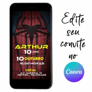 Convite Aniversário Digital Homem Aranha 11 Personalizável