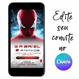 Convite Aniversário Digital Homem Aranha 16 Personalizável