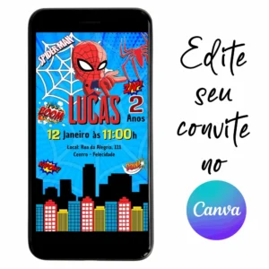 Convite Aniversário Digital Homem Aranha Baby 17 Personalizável