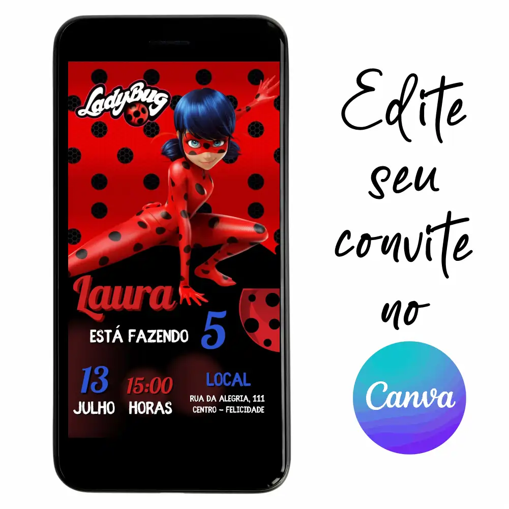 Lady-Bug-03.webp Convite Aniversário Digital LadyBug 03 Personalizável pelo Canva