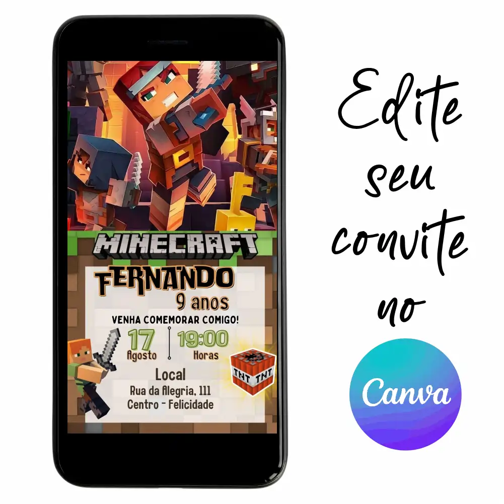 MineCraft-03.webp Convite Aniversário Digital MineCraft 03 Personalizável pelo Canva