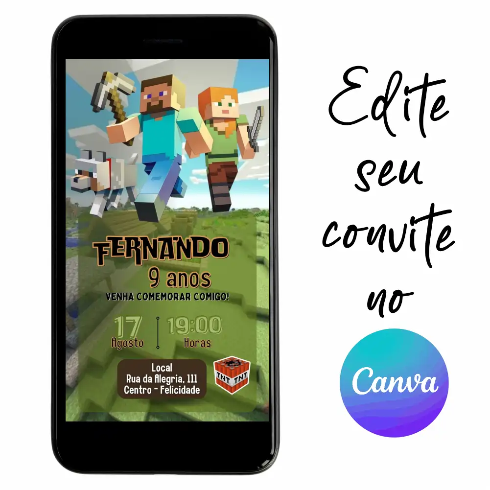 MineCraft-05.webp Convite Aniversário Digital MineCraft 05 Personalizável pelo Canva