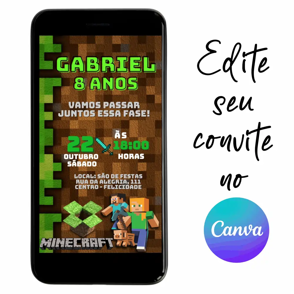 MineCraft-07.webp Convite Aniversário Digital MineCraft 07 Personalizável pelo Canva