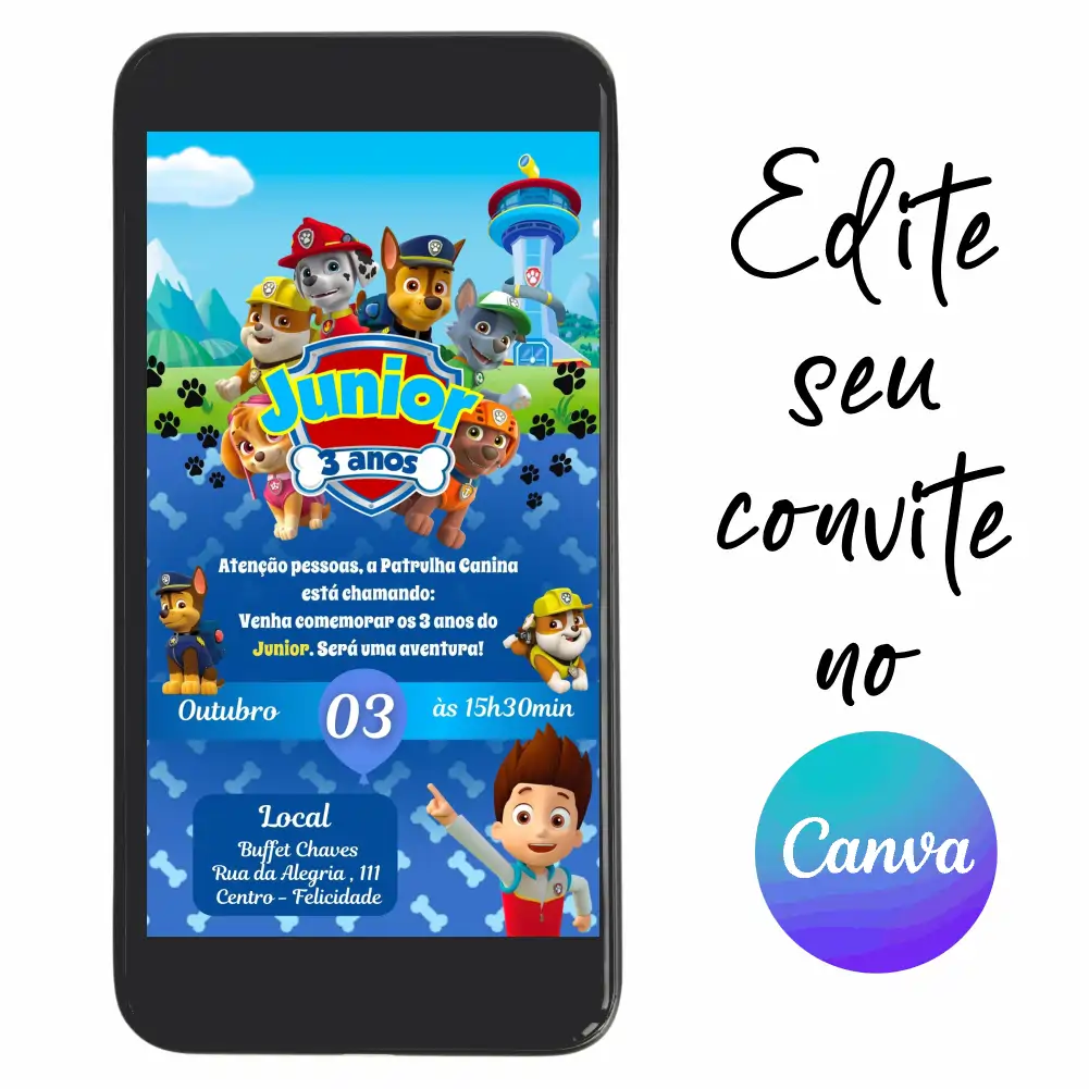 Patrulha-Canina-13.webp Convite Aniversário Digital Patrulha Canina 13 Personalizável pelo Canva