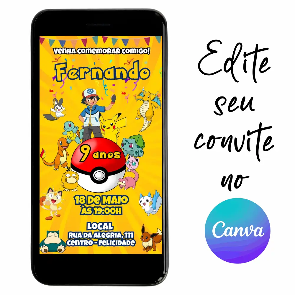 Pokemon-01.webp Convite Aniversário Digital Pokemon 01 Personalizável pelo Canva
