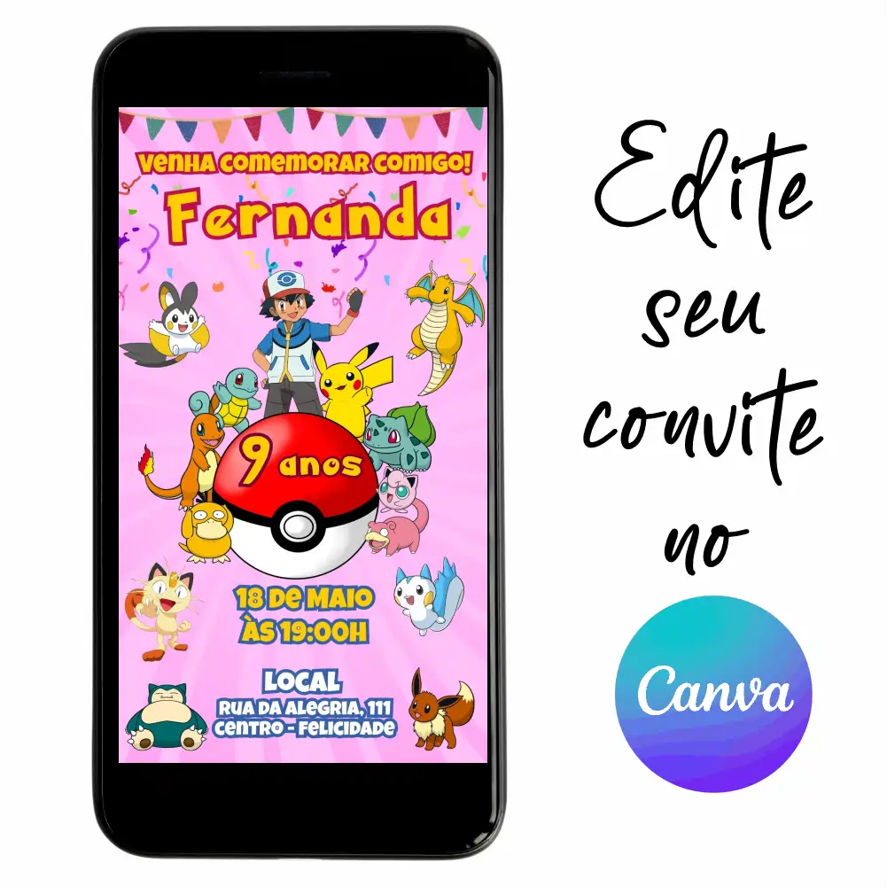 Pokemon-02.webp Convite Aniversário Digital Pokemon 02 Personalizável pelo Canva