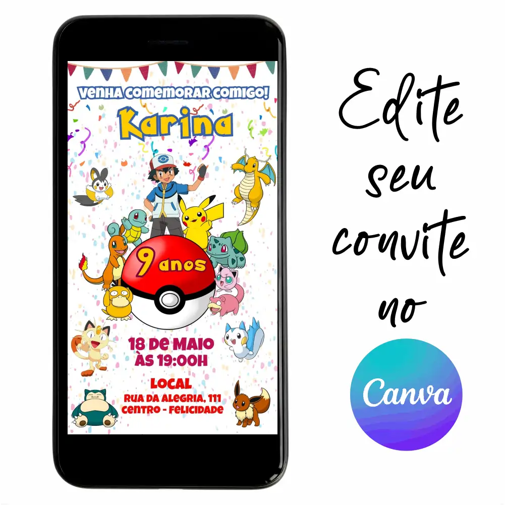 Pokemon-03.webp Convite Aniversário Digital Pokémon 03 Personalizável pelo Canva