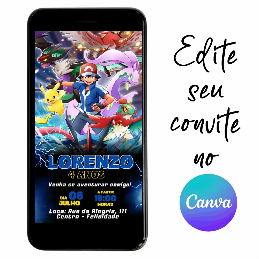 Pokemon-07.webp Convite Aniversário Digital Pokémon 07 Personalizável pelo Canva