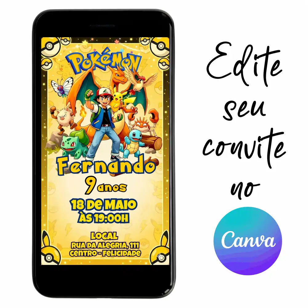 Pokemon-19.webp Convite Aniversário Digital Pokémon 19 Personalizável pelo Canva