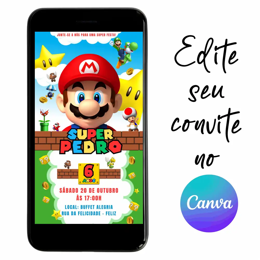 Super-MArio-03.webp Convite Aniversário Digital Super Mario 03 Personalizável pelo Canva