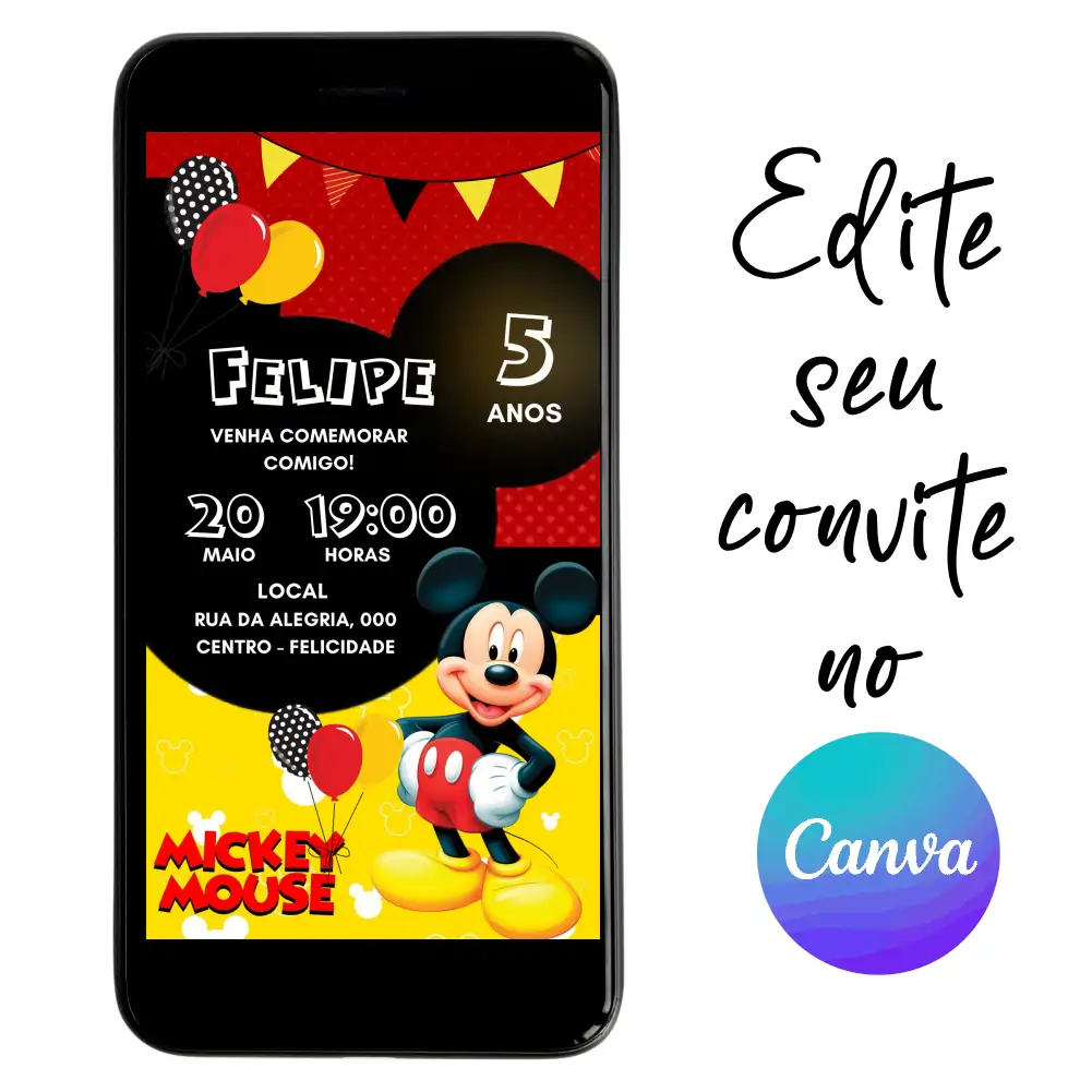 mickey-01.webp Convite Aniversário Digital Mickey 01 Personalizável pelo Canva